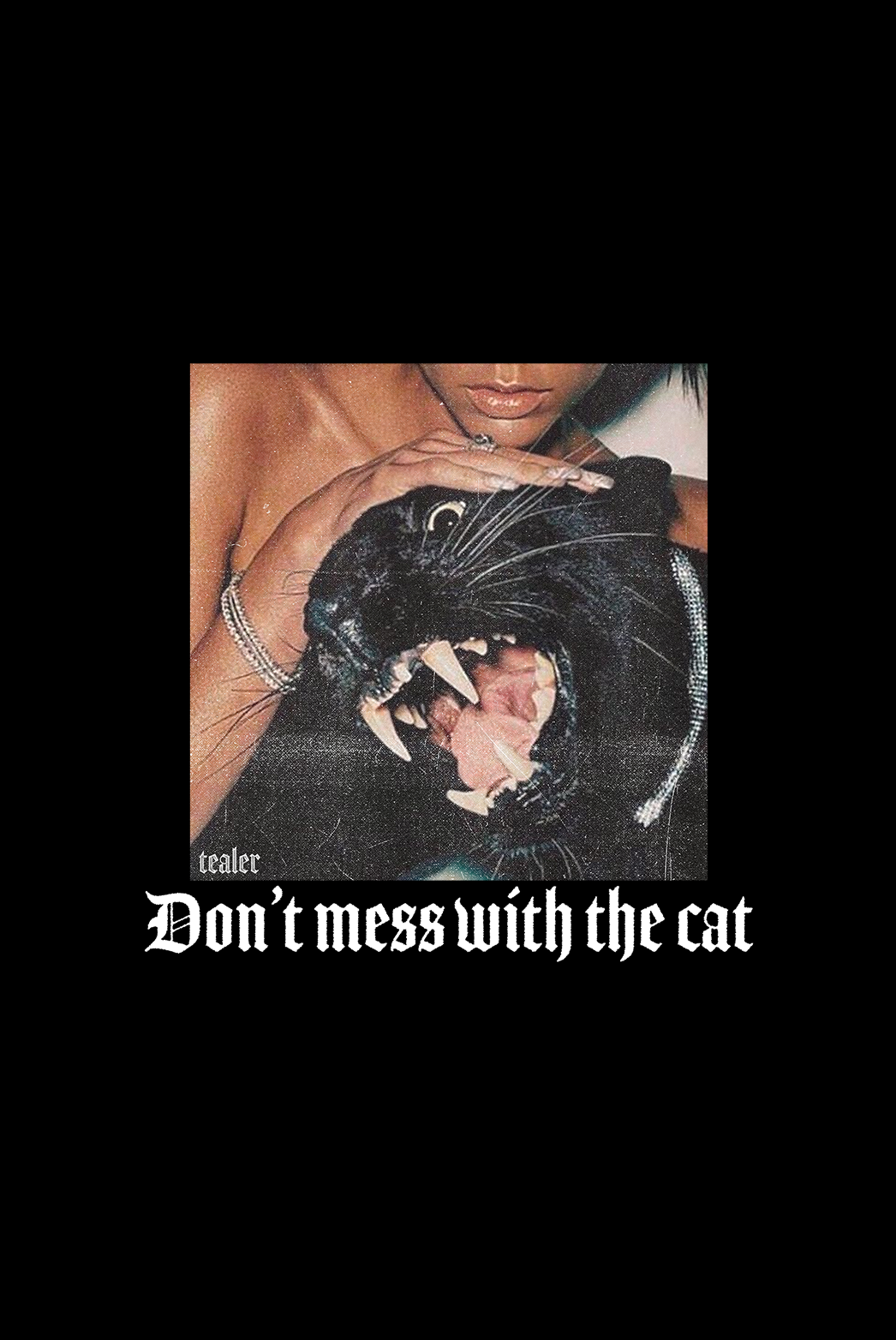 Dont mess with cat trash punk Tealer, Tee Black
