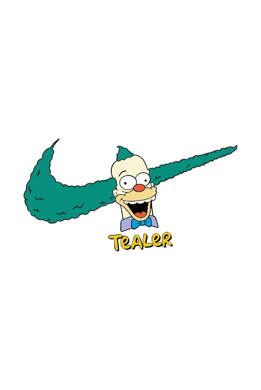 Tealer Simpson Krusty nike swoosh, Tee White
