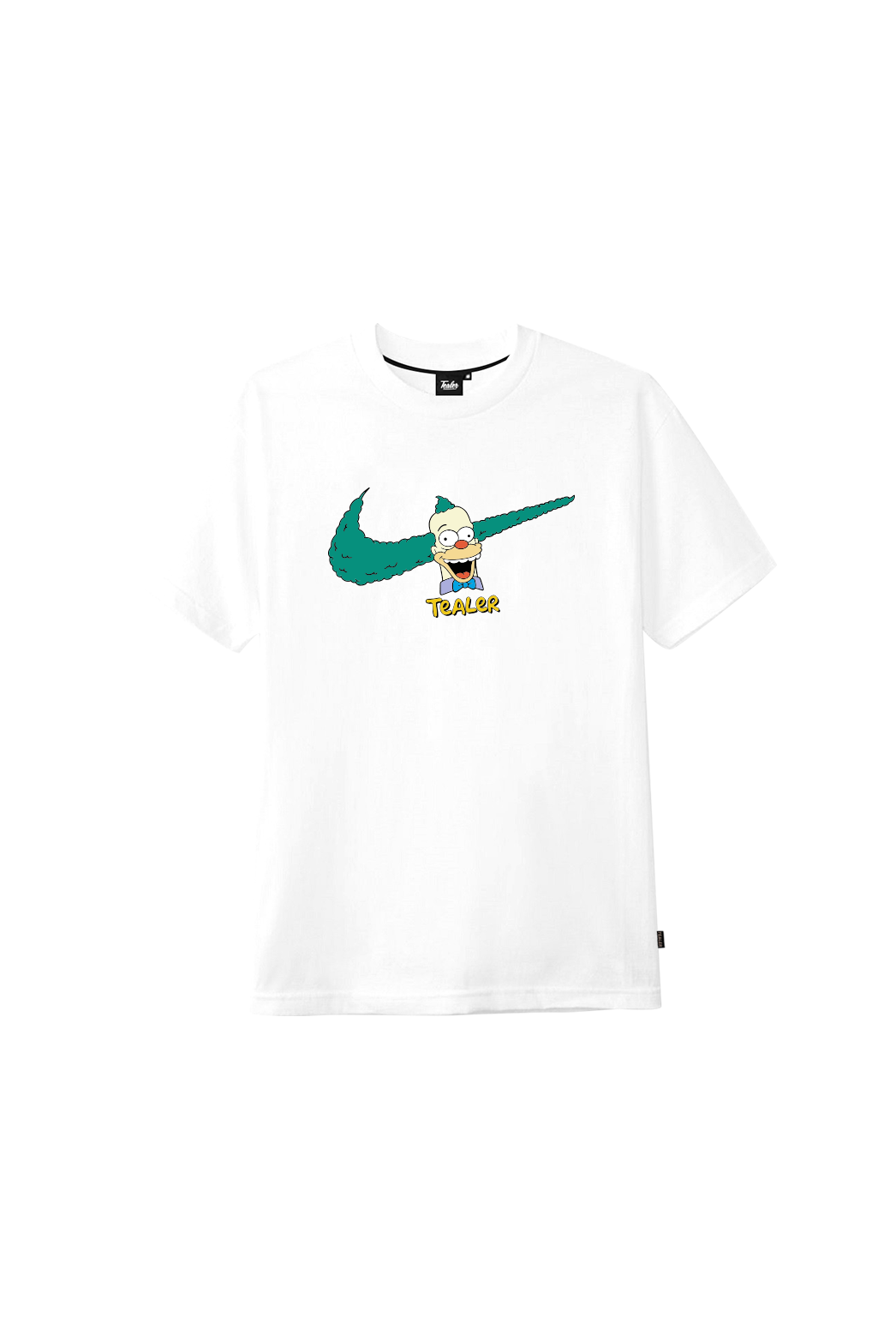 Tealer Simpson Krusty nike swoosh, Tee White